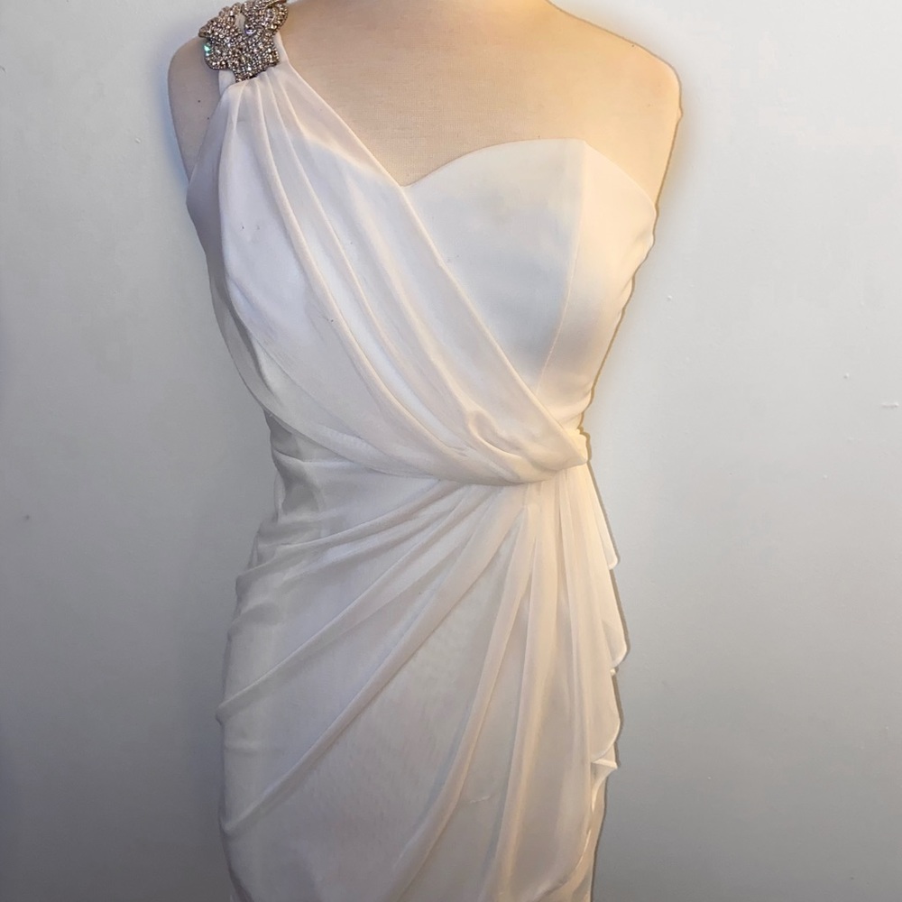 Cache White One Shoulder  Dress